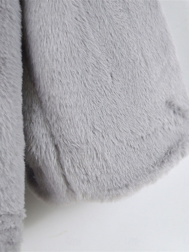 Warm Fleece Breathable Fur Pocket Faux Lined Coat Women's