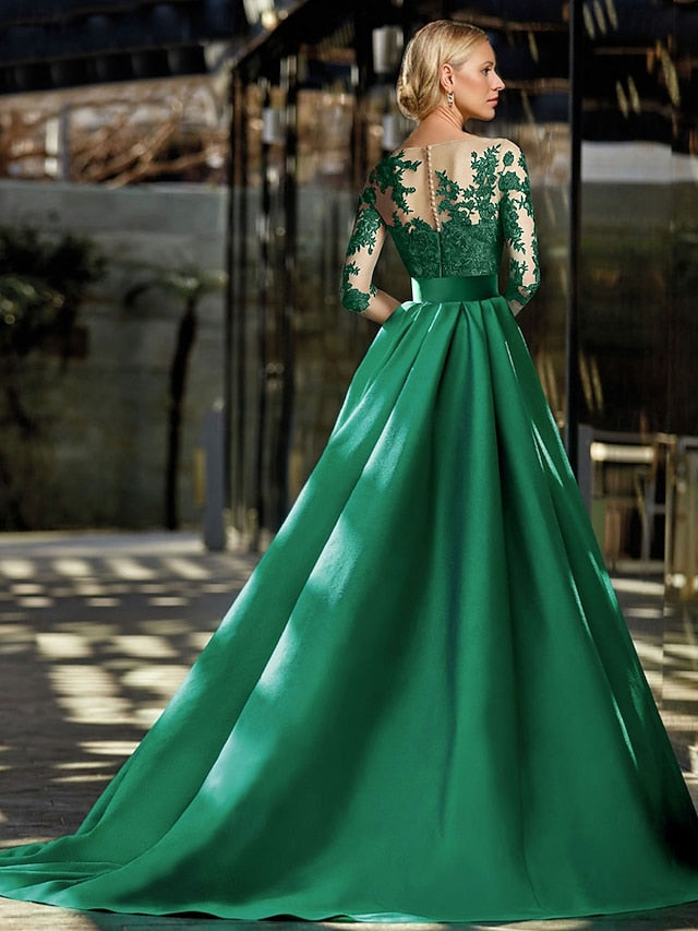 / Sweep A-Line Evening Brush Formal Train Gown Dress Elegant