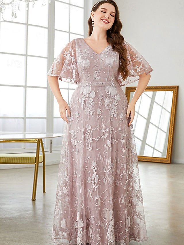 Mother Curve the Bride Dress Neck Elegant of Size V Plus