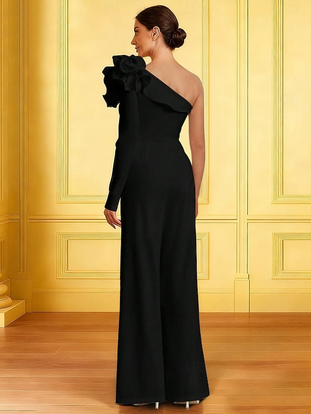 Simple One the Shoulder Dress of Mother Jumpsuits Elegant Bride
