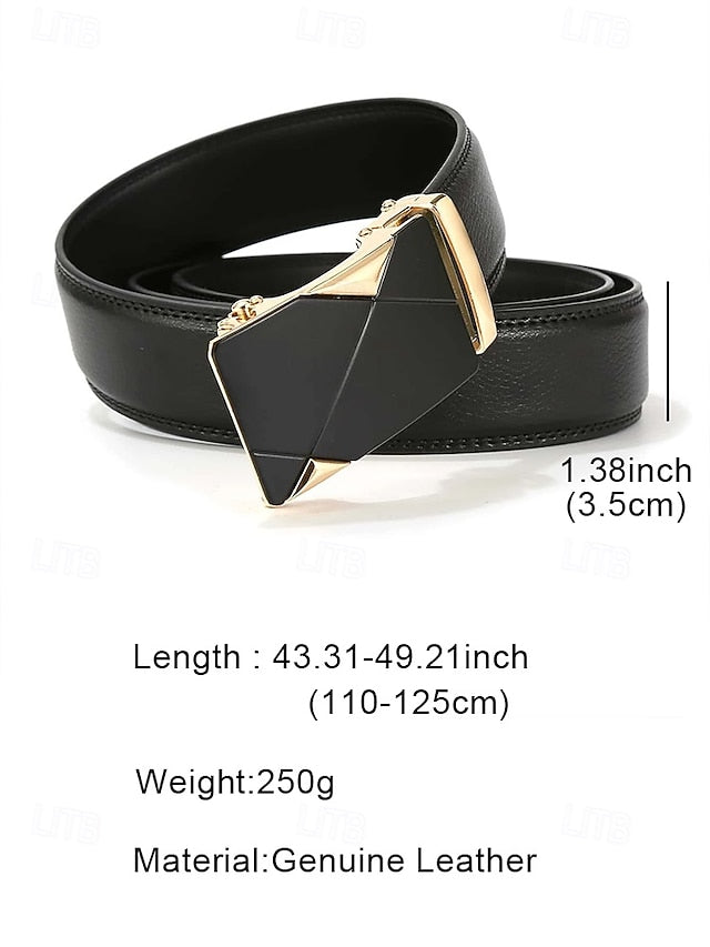 Leather Elegant Black with Metal Belt Men's Adjustable