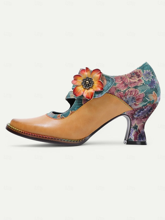 Heels 1930s Jane Floral Leather – Women's Mary Vintage