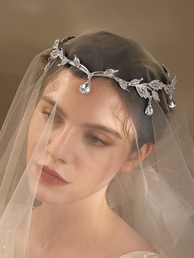 Blue Gold Leaf with Headpiece – Gemstone Drops Vintage