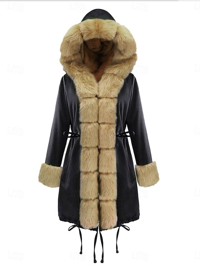 Breathable Fur Women's Warm Coat Faux Pocket Collar