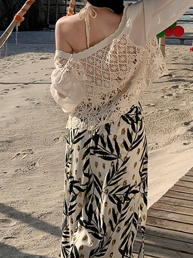 Women's Slacks Streetwear Boho Full Length Natural Flower