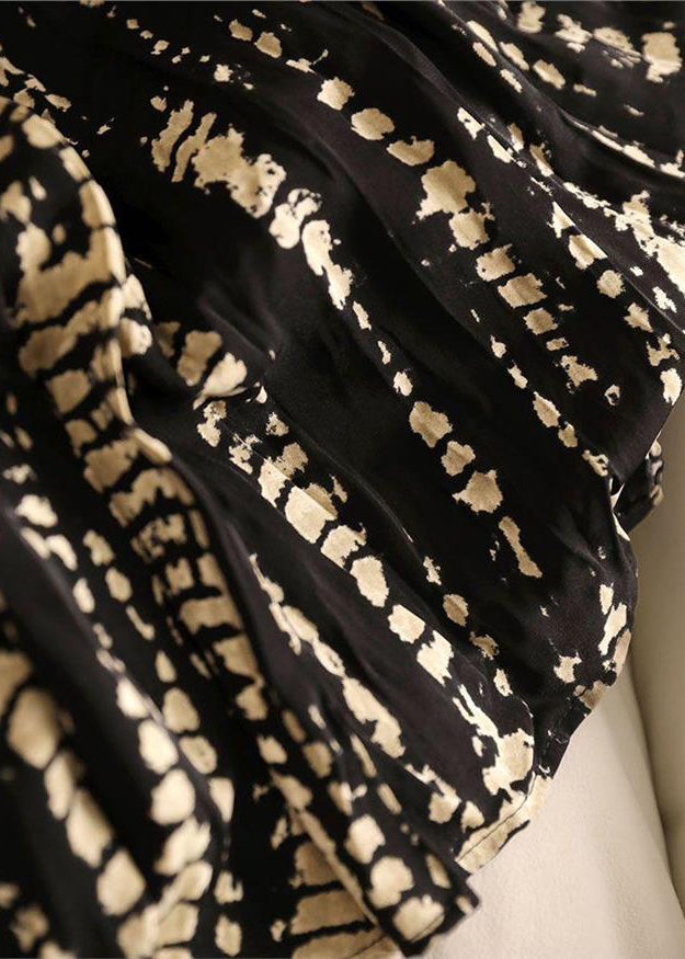 Elegantes schwarzes V-Ausschnitt-langes ärmelloses Kleid aus zerknitterter Baumwolle QP058