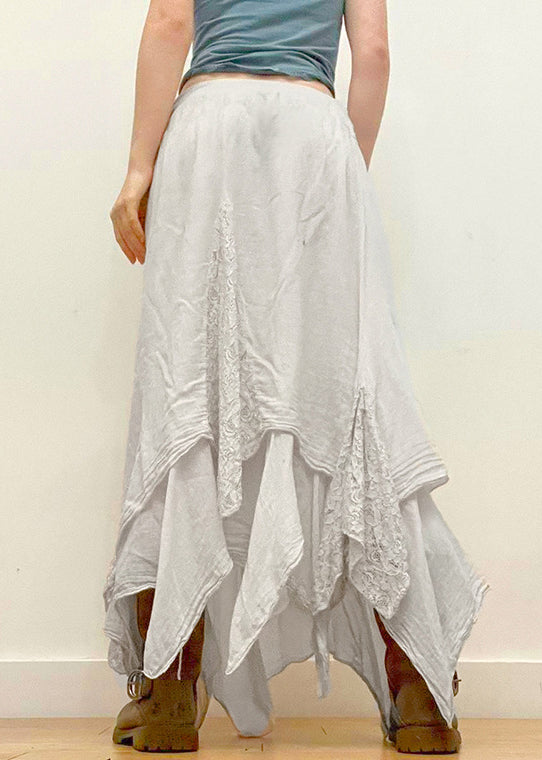 Jupes patchwork asymétriques en dentelle blanche bohème été QC034