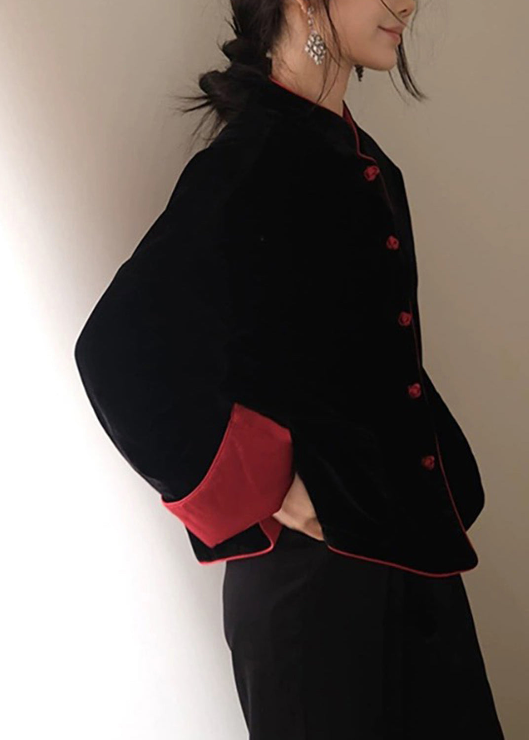 Manteau d'hiver en velours de soie et coton fin, style chinois, deux faces, RV024