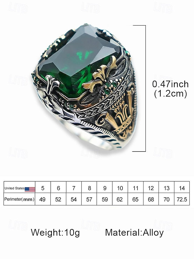 Gemstone Ring Alloy Men's