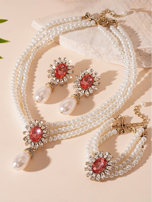 Earrings Women's Pearl Set Jewelry with