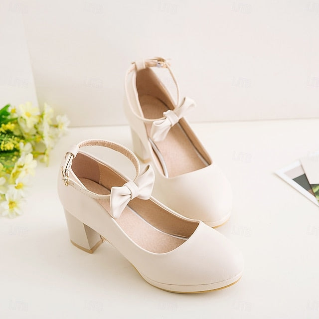 White for Girls' Jane Perfect Weddings - Mary Bow Shoes