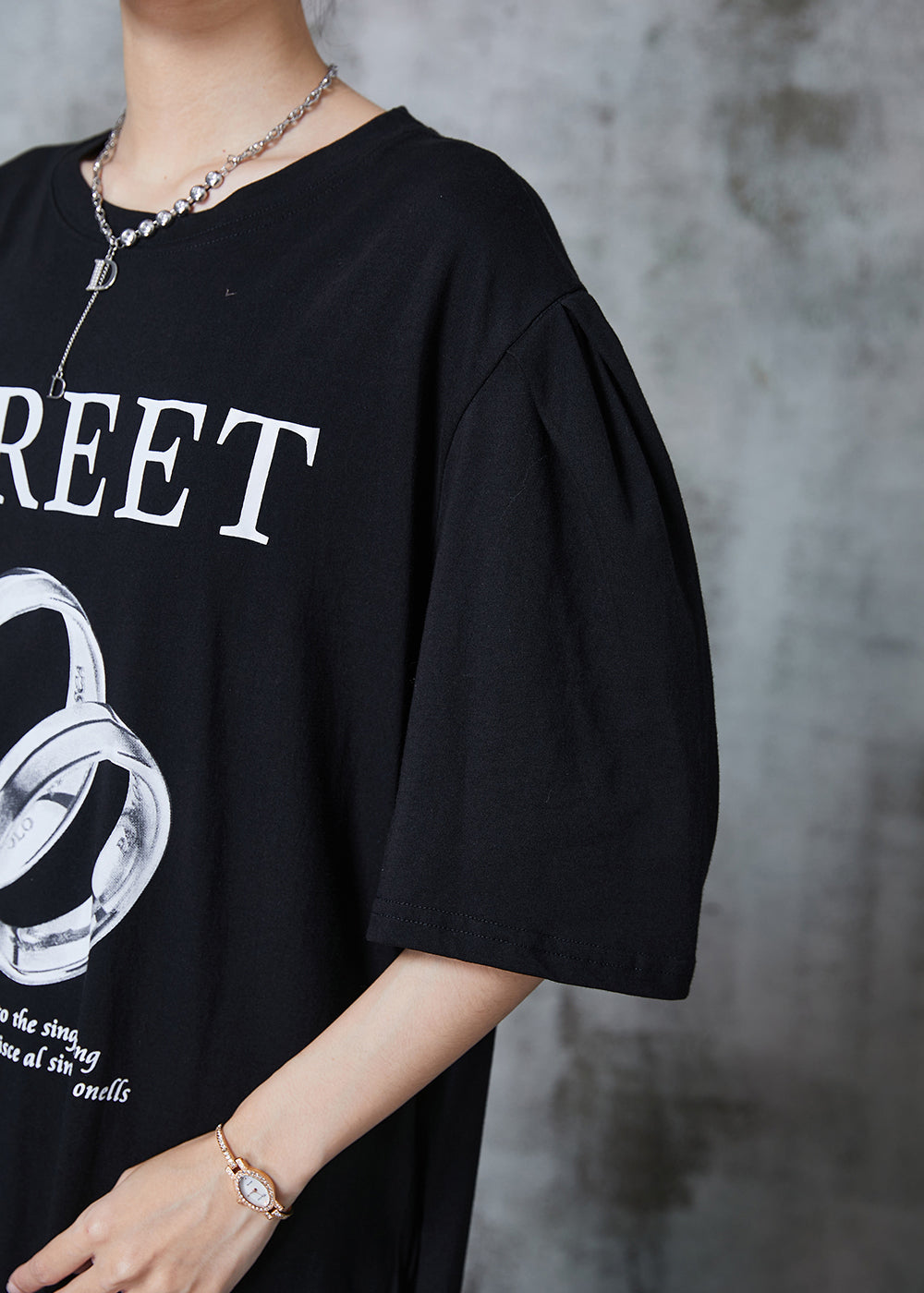 Italienisches schwarzes übergroßes Patchwork-Maxikleid aus Baumwolle mit Spitze, Sommerkleid QA1012