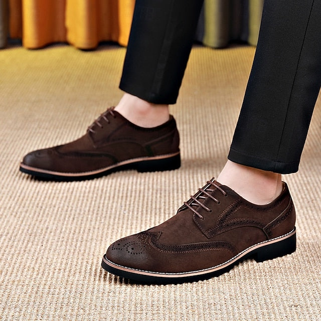 Brogue – Lace-Up Men's Derby Shoes Vintage Dress Brown