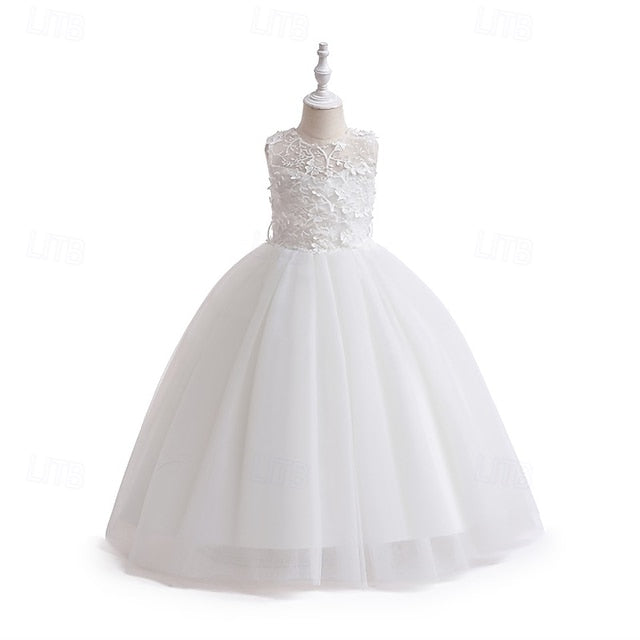 Party Solid Color Dress Girls' Flower Kids Girl