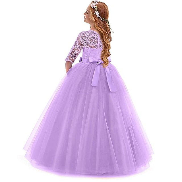 Lace Prom Girl Years 3-13 Kids Dress Princess Flower