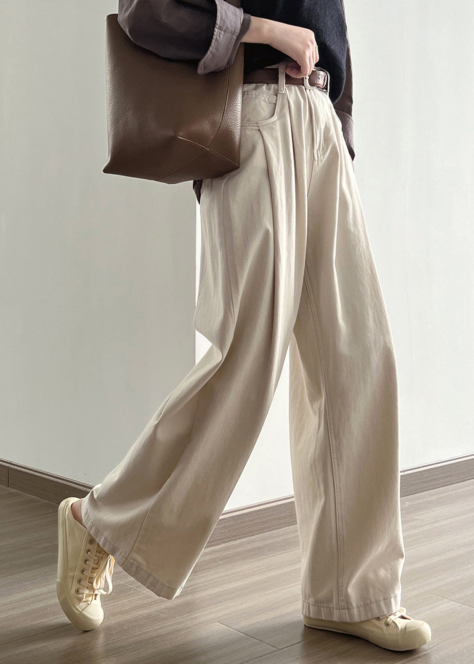 Pantalon droit en denim taille haute avec poches kaki Boutique Automne AF1006