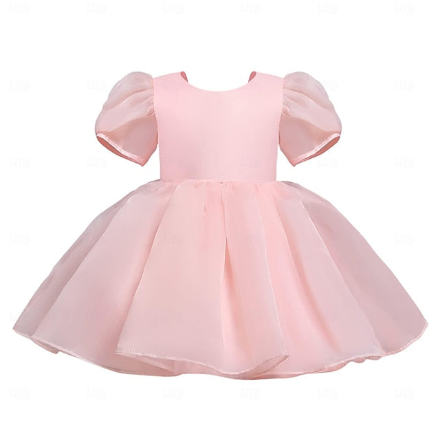 Color Party Dress Girl Girls' Solid Kids Flower