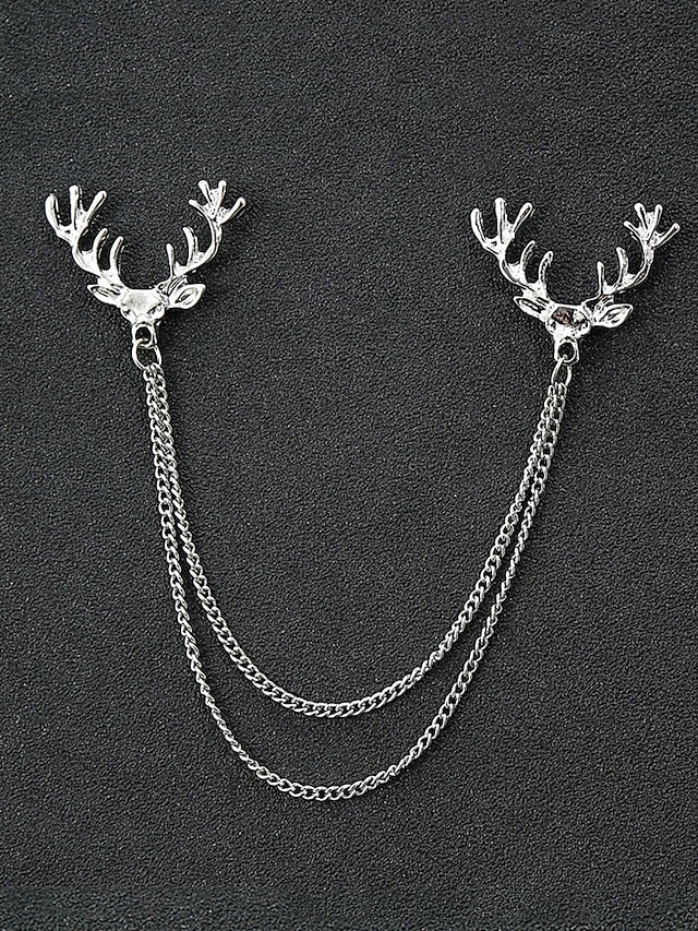 Christmas Reindeer Men's Collar Pins Elegant – Alloy