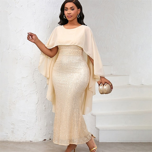 Dress Crew Length Mother Elegant Neck Floor Bride the of