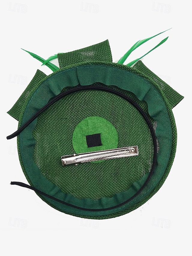 and Feather with Green Hat Fascinator Accents Women's Bow