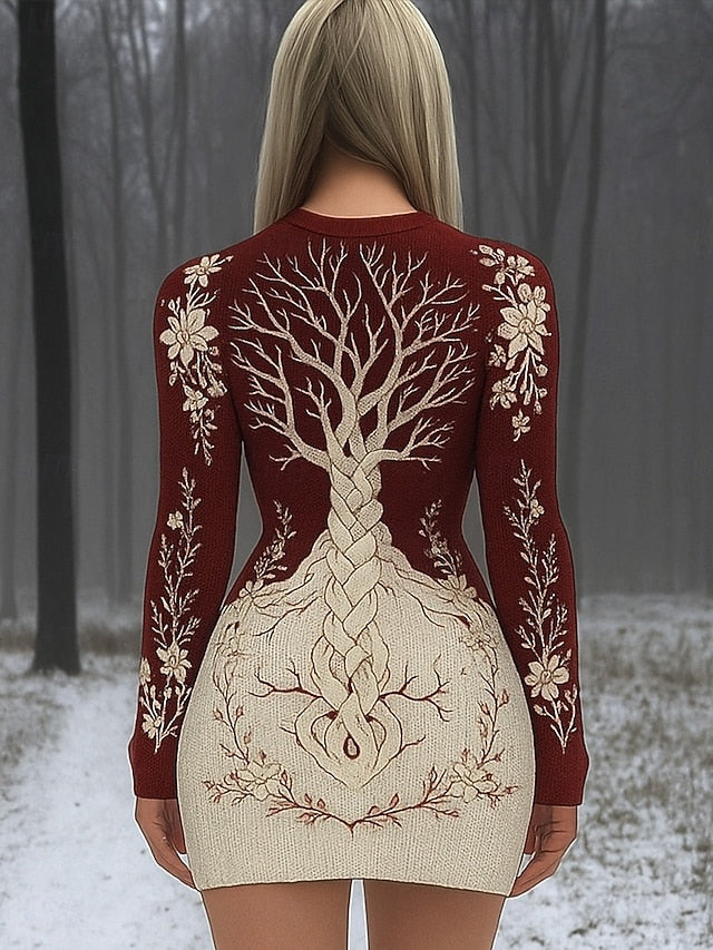 Women's Viking Vintage Sweater Dress Vacation Casual Boho