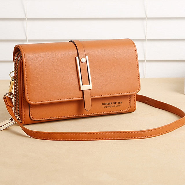 Sac à bandoulière en PU pour téléphone portable, portefeuille en cuir pour femme