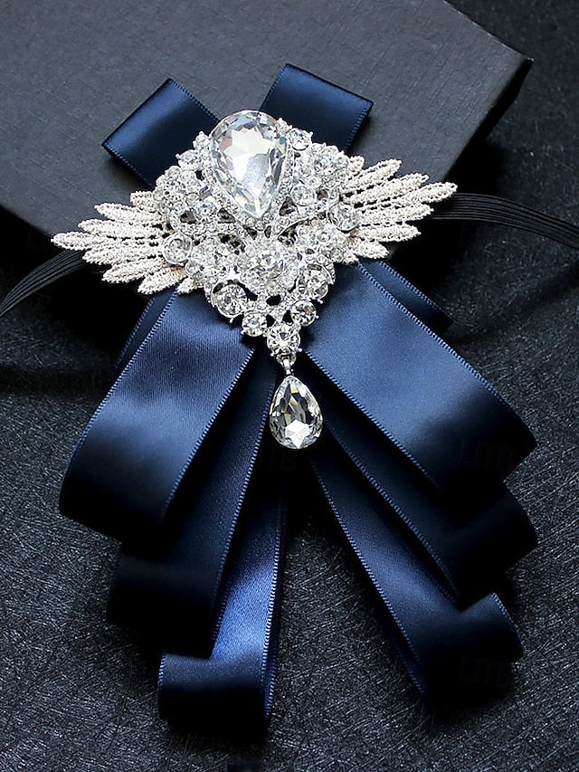 Crystal Men's Tie Brooch Ribbon Pin Bow Elegant - Luxury