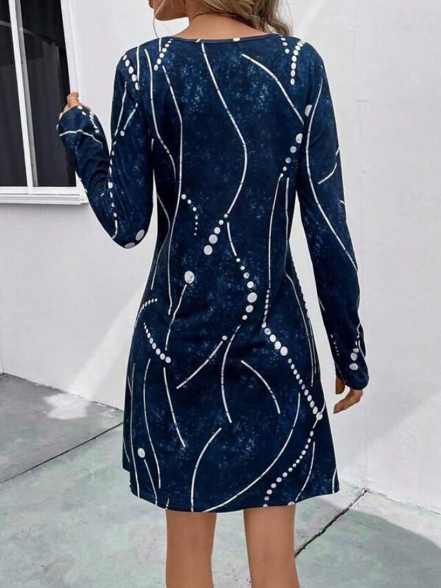 Women's Midi Dress Round Neckline Abstract Beaded