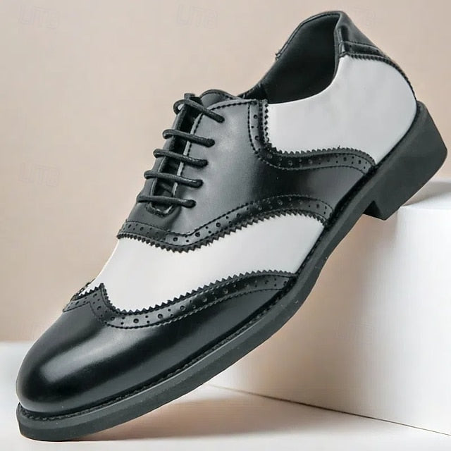 and White in Wingtip Men's Oxford Shoes Brogue Two-Tone