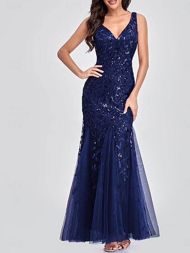 Bride the Floor Dress Neck V Mother Elegant of Party