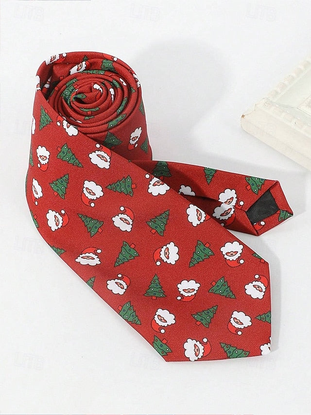 Fun Men's Polyester Tie and Tree Santa Christmas – Silk