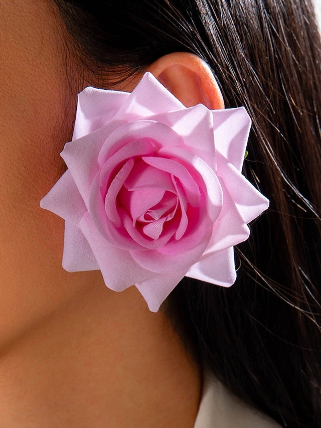 Floral Women's Statement Oversized Drop Flower Earrings -