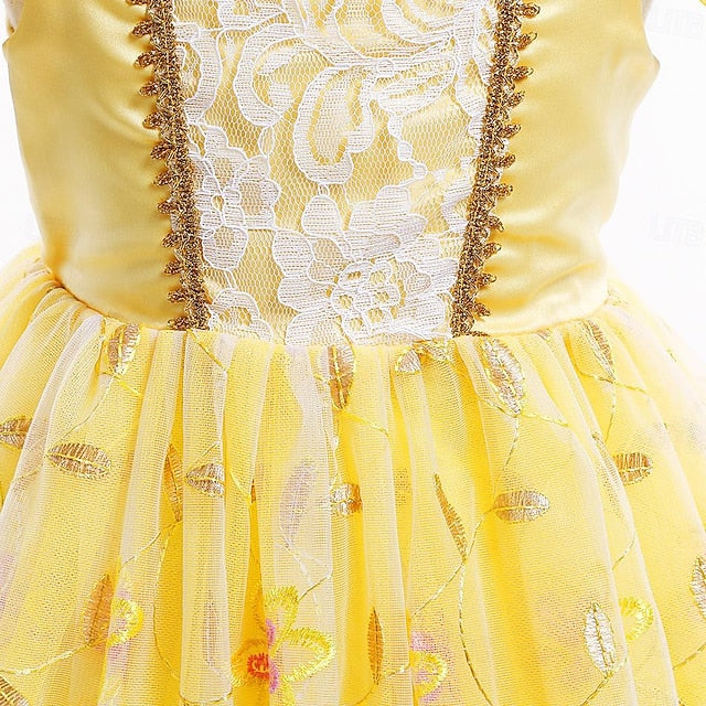 Flower Beauty Girl Princess Cute Dress and Belle Beast the