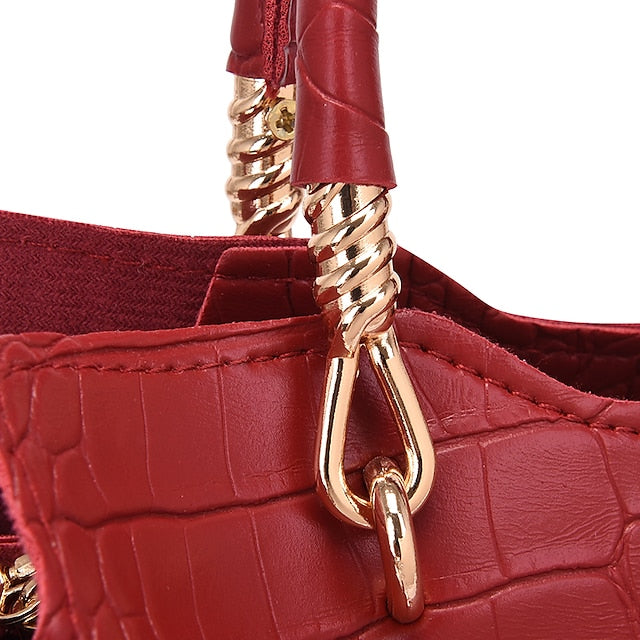 Bag Leather Going Women's out Set PU Purse Office Pcs 3