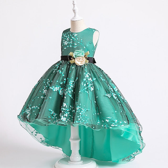 Dress Colored Girls' Kids Solid Wedding Floral Sleeveless