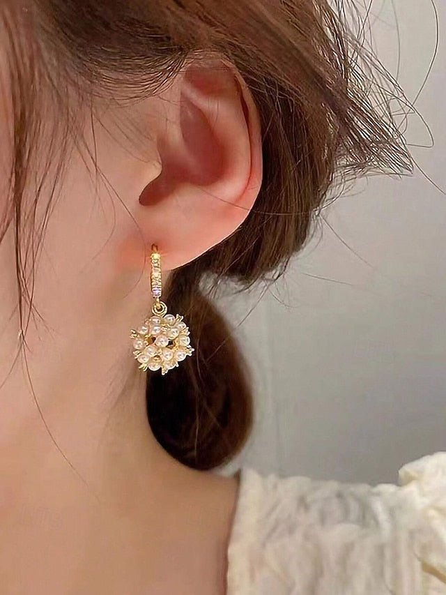 Pearl Gold Imitation Earrings - Plated Women's String