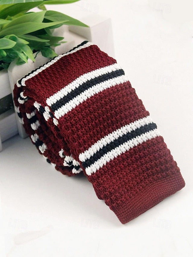 - Neck Men's Stripe Stylish Knit Christmas Tie Woven
