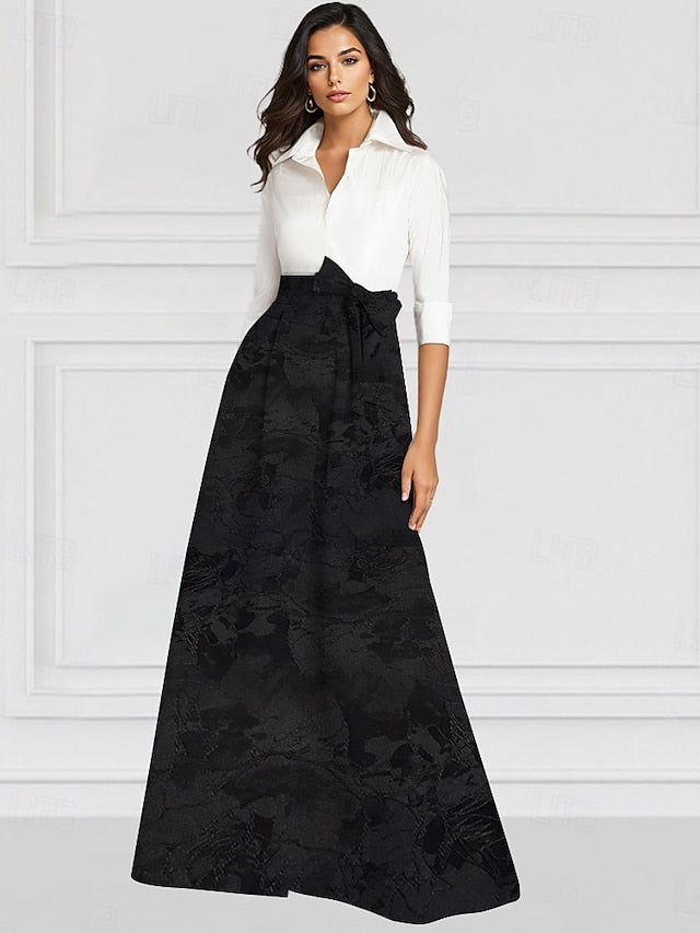 A-Line of Shirt Collar Mother Bride Elegant Dress Vintage the