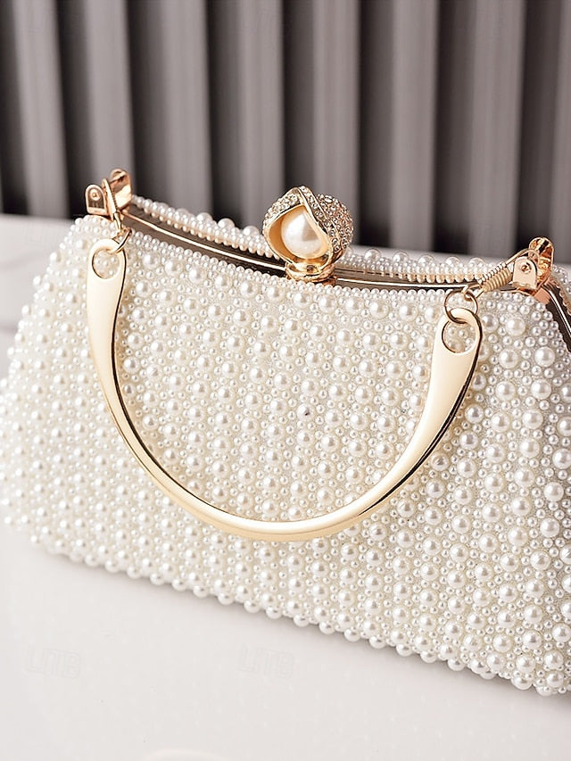 with Women's Clutch Beaded Bag Handle Pearl Gold Evening