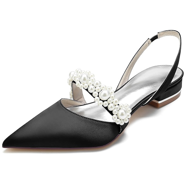 with Pearl White Elegant Satin Women's Shoes Dress
