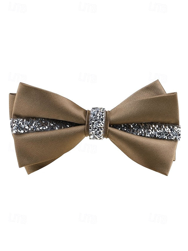 with Crystal Embellishment Bow Burgundy Tie – Satin Elegant