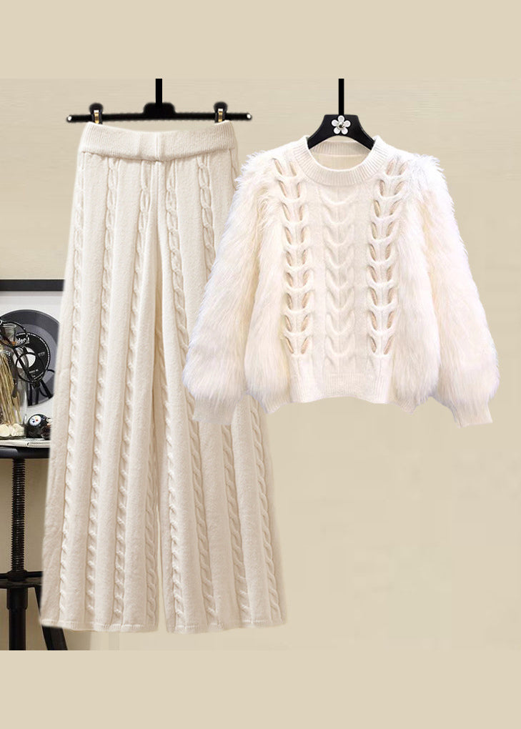 Ensemble deux pièces en tricot style abricot, pulls et jupes à col rond, automne WV021