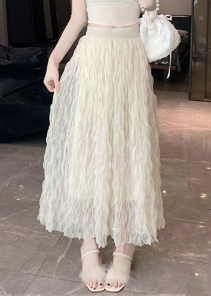 Jupes élégantes en tulle taille haute froissées grises Automne QP006