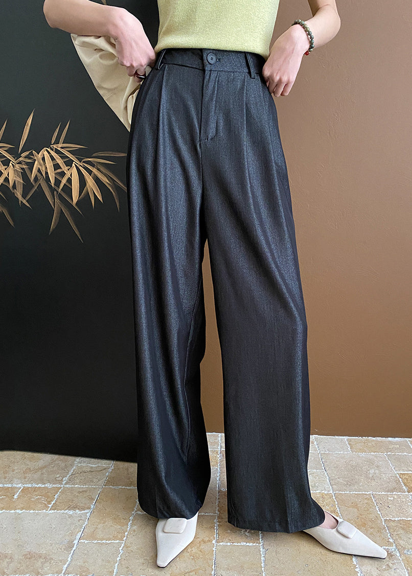 Pantalon large décontracté en coton avec poches noires pour l'été WD003