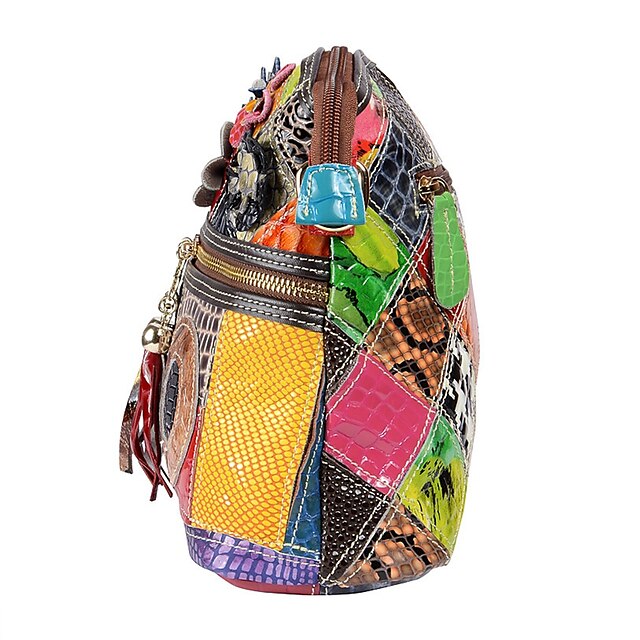 - Shoulder Women's Bag Colorful Bohemian Leather Patchwork