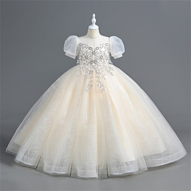 Party Dress Girl Girls' Solid Flower Color Kids