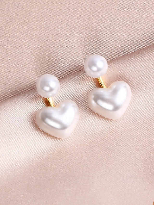– Drop Pearl Minimalist Elegant Heart-Shaped Romantic Earrings
