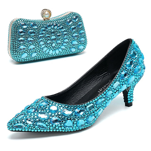 Heel Kitten Women's Crystal-Embellished Shoes Matching and