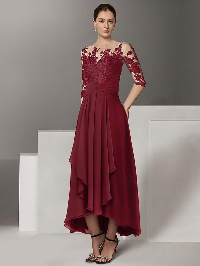 A-Line Guest Dress Asymmetrical Wedding Dresses Cocktail Elegant