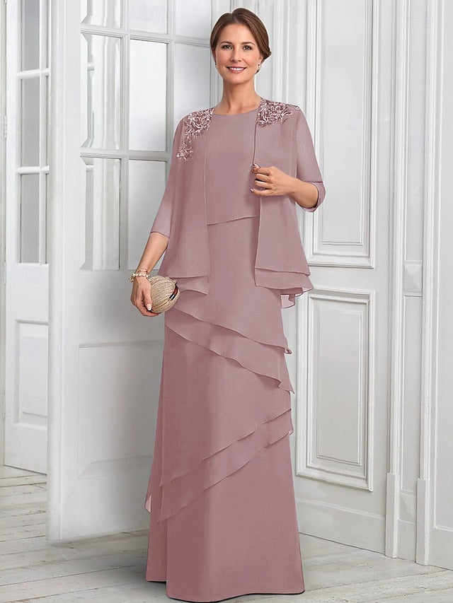 the Bride Dress Suit Piece Elegant Mother of Formal Two A-Line